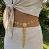Metal Flower Belly Chains Vintage Hollow Out Belt Water-Sprinkling Festival Waist Chain  Women