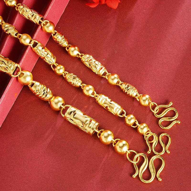 Vietnamese Gold Sand Olive Bead Pattern Necklace Men's Chinese Style Copper Alloy Jewelry Accessories