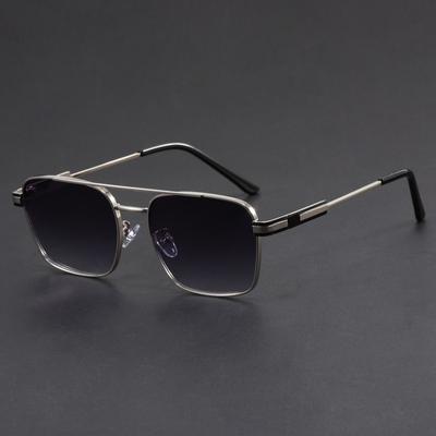 Non-polarized Fashion Double Beams Square Sunglasses Metal Punk Sunglasses Women Men Popular Outdoor Driving Shades