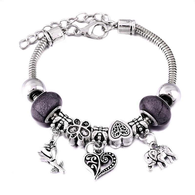 Fashion Glamour Bangle Jewelry 6 Colors Metal Lobster Buckle Snake Chain Beaded Bangles For Women Summer Bracelet Romantic Gift
