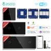 BSEED Wifi Smart 1/2/3Gang Touch Sensor Switches Function Parts Glass Switch Panel With Metal Plate EU Standard Free Combination