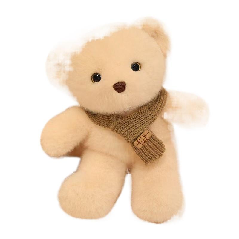 30cm Simulation New Scarf Bear Doll Stuffed Plush Toy Cartoon Anime Pillow for Children's Birthday Gift Cute and Fun Doll