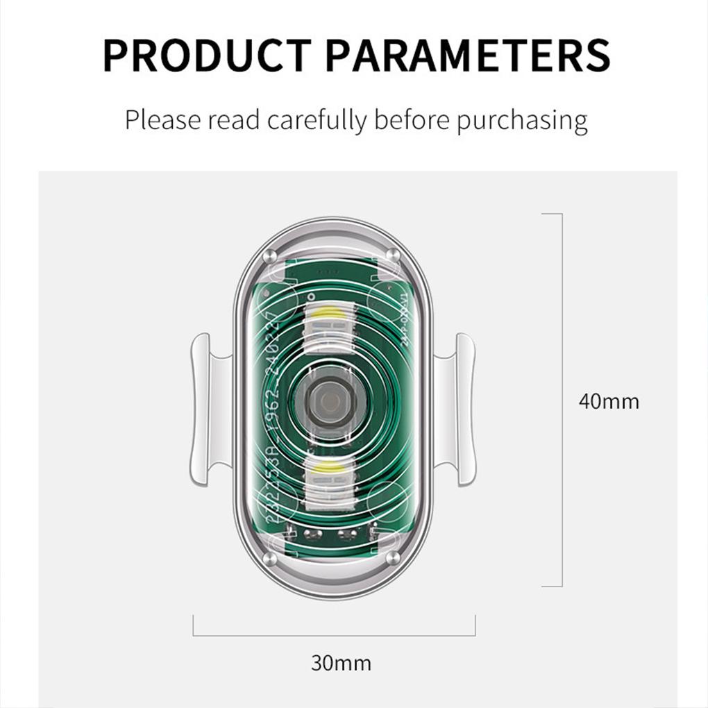 Zdalnie sterowana lampa stroboskopowa LED do samochodów 8 kolorów 10 trybów Lampa ostrzegawcza LED ładowana przez USB, migająca, brązowa
