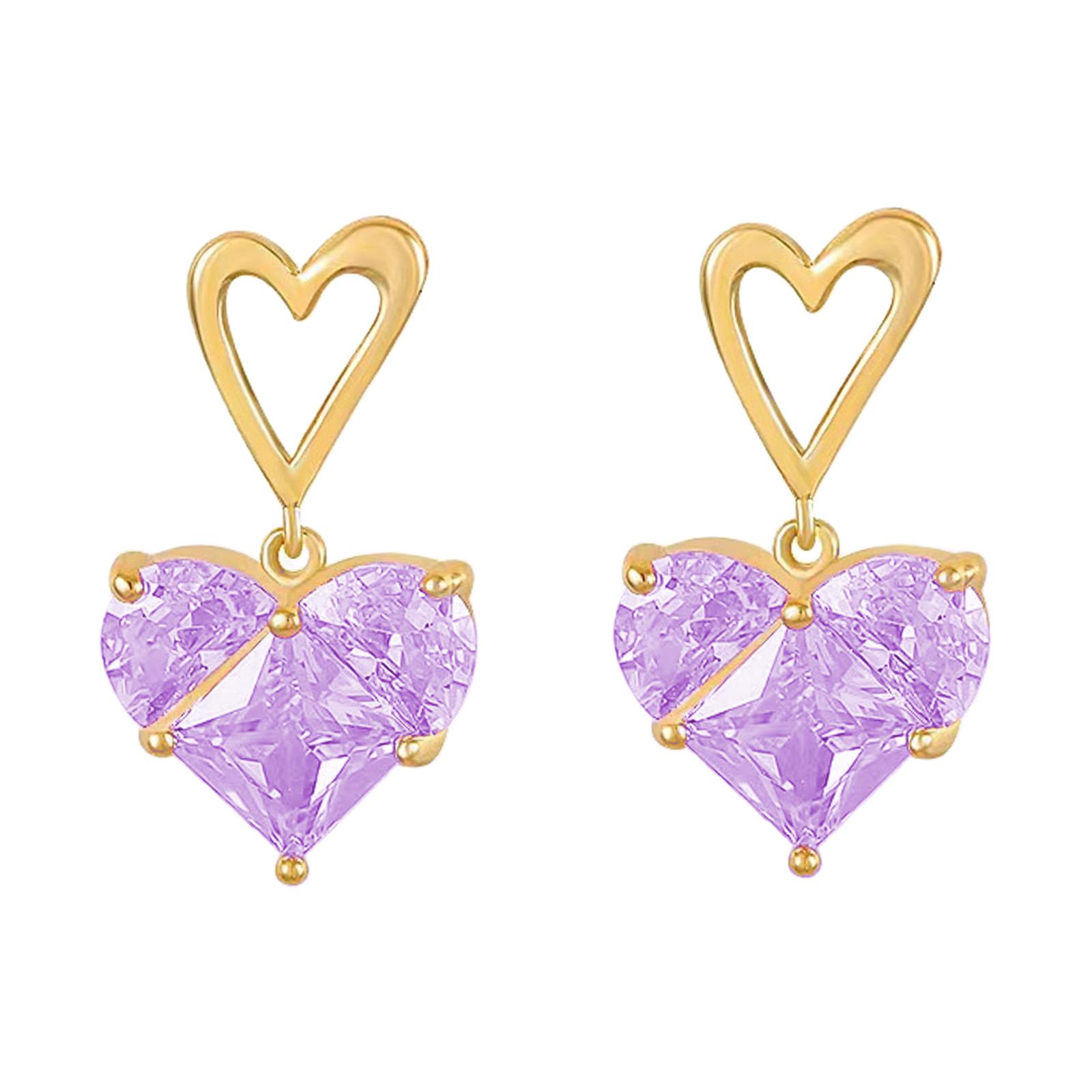 

Прочные серьги-капли из сплава с сердечками и элегантными цирконами для модных женщин, стильные наряды, для повседневной носки фиолетовый