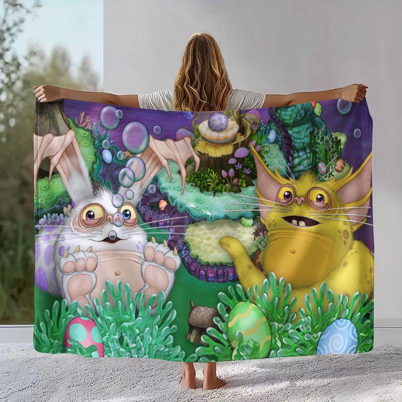 Music Game My Singing Monsters Flannel Blanket,Ultra Soft Warm Plush Throw for Home Bedroom Bed Sofa Cover Office Camping Picnic