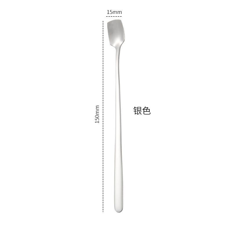 304 Stainless Steel Square Head Spoon Coffee Spoon Mug Spoon Long Handle Honey Mixing Spoon Gift Spoon Kitchen Accessories