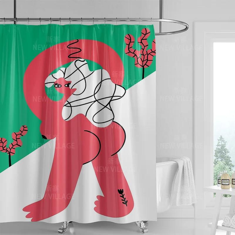 Abstract Art Print Waterproof Shower Curtain - Stylish, Durable & Easy-Care Choice For Contemporary Bathroom Décor