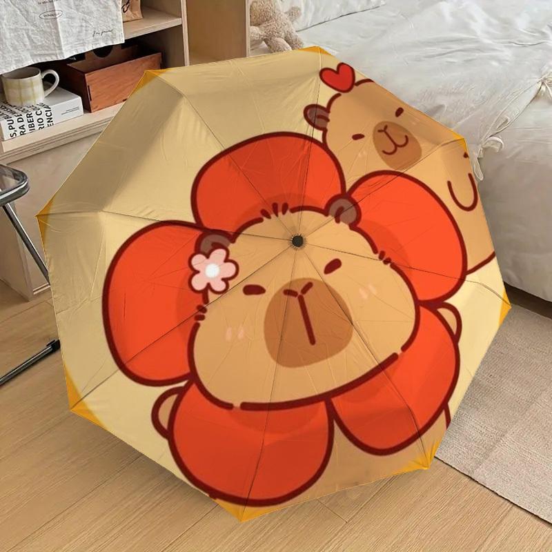 1pc Flower Capybara Automatic Open/Close Umbrella, Folding Compact Umbrella with Lightweight Design for Women/Men yy251011052