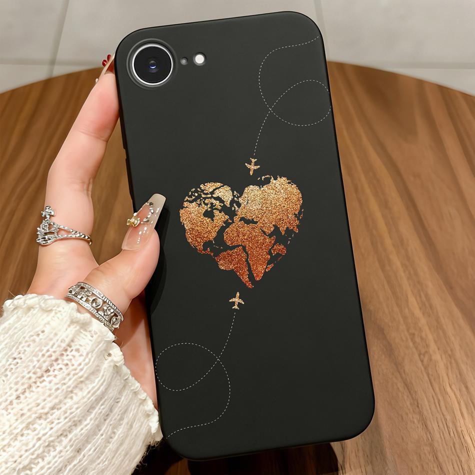 

Travel World Label Anti-Slip Cover For iPhone 17E 16E Phone Case Soft Matte Silicone Shockproof Soft Durable Back Covers Matte Silicone&iPhone17e