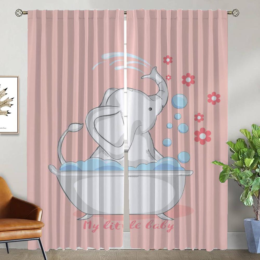 Elefanten Vorhänge für Schlafzimmer Verdunkelungsvorhang für Zimmer 2 Paneele Raumteiler Jalousien Halloween Dekoration Heim Innenvorhänge