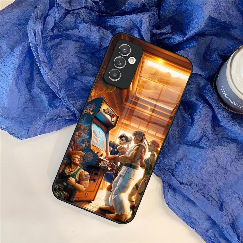 Game S-Street F-Fighter Phone Case for Samsung S25 S24 S30 S21 S23 S20 S22 Fe S10 E S9 Note 20 Pro Ultra Plus glass Cover