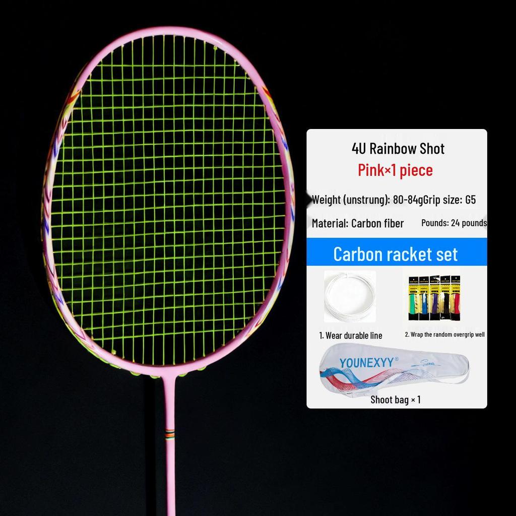 Full Carbon Fiber Badminton Racket Set for Men and Women - Durable, Lightweight, Offensive & Defensive, Professional Adult Singles & Doubles Play