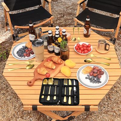 Outdoor Picnic Stainless Steel Portable Tableware Set Travel Camping Tableware Steak Knife Fork and Spoon