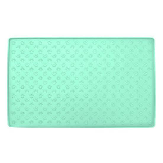 Bite Resistant Non-Slip Bottom Paw Pattern Prevent Spill On Floor Foldable Pet Food Mat Silicone Raised Edge Dog Cat Bowl Mat