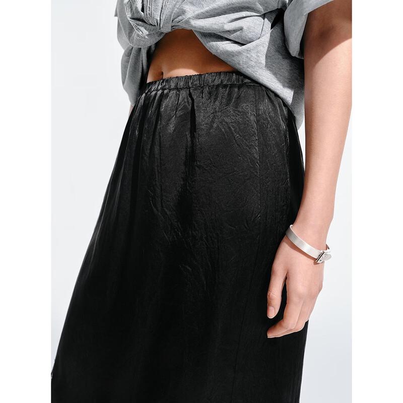 PEACEBIRD Women's Acetate Satin Lace Midi Skirt