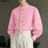 INCERUN Men Lapel Neck Long Sleeve Tie Up Buttons Up Floral Print Casual Shirts