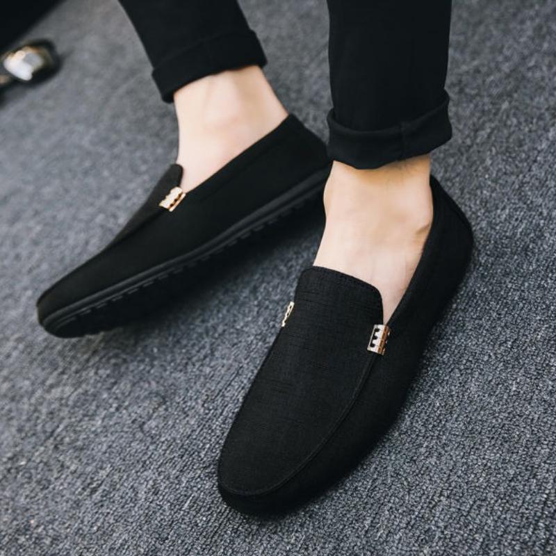 Fashion Men's Casual Shoes Breathable Round Toe Sneakers Black Plain Work Trends 2025 Vulcanize On Sale Non-leather Elegant Male Shoe