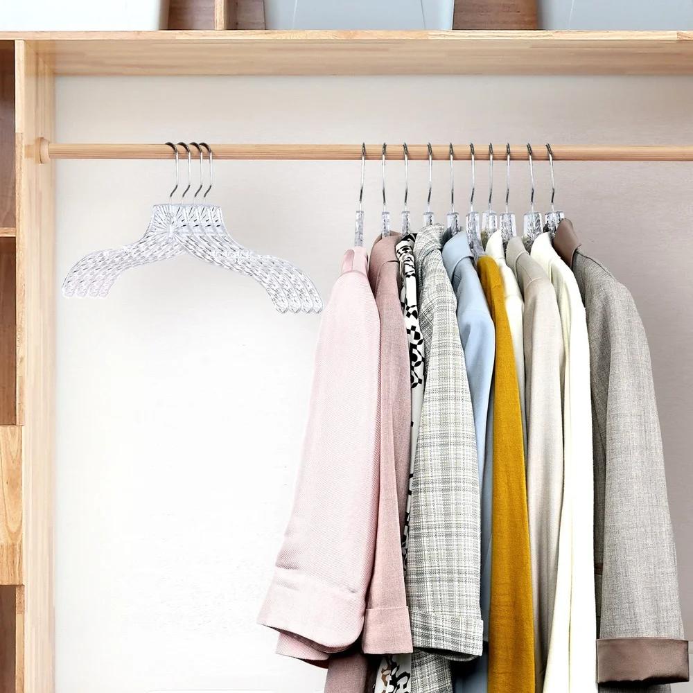 20 Pack Heavy Duty Clear Plastic Hangers 360 Degree Rotatable Hook Crystal Design Closet Hangers Shirts Dresses Coats