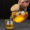 Heat Resistant Glass Tea Infuser Pot  With Wooden Cover Flower Tea Puer Kettle Coffee Cup Teapot Set Wzpi
