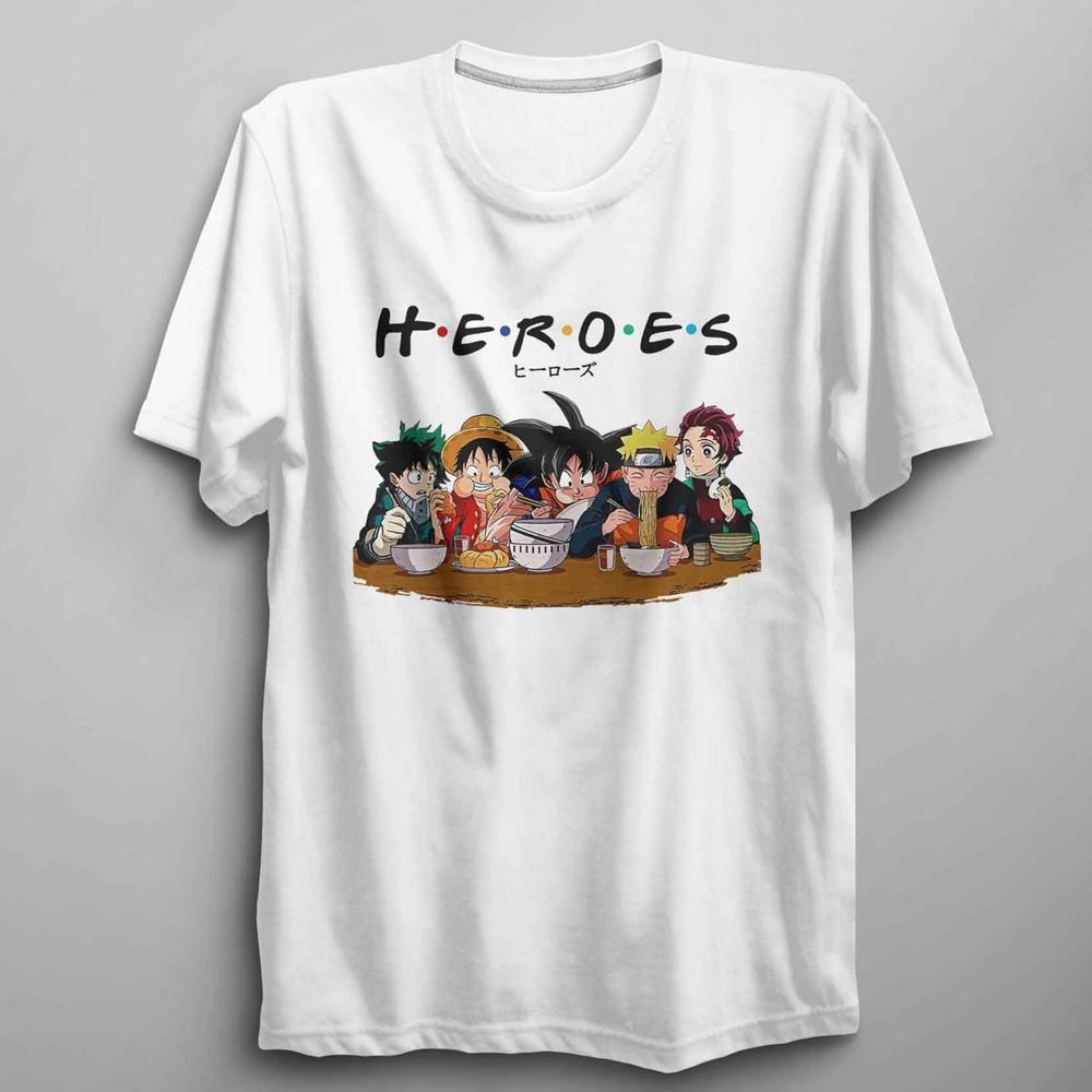 Anime Heroes TShirt Unisex Kids Adults Anime Lover Tee Japanese Unisexga Gift