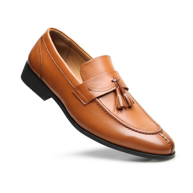 

[Order can be processed] New fringed leather shoes men s casual loafers solid color one-pedal Doudou shoes 45 жовтий