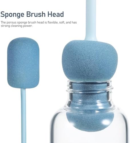 Long Handle Sponge Bottle Brush, Porous Sponge Cleaner, Scratch-Free for Baby Bottles, Glasses, Bowls, and Dishes