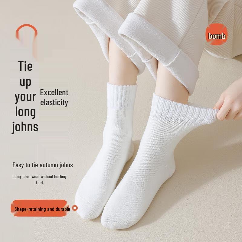 JINGRX Women's Warm Cashmere Blend Mid-Calf Socks