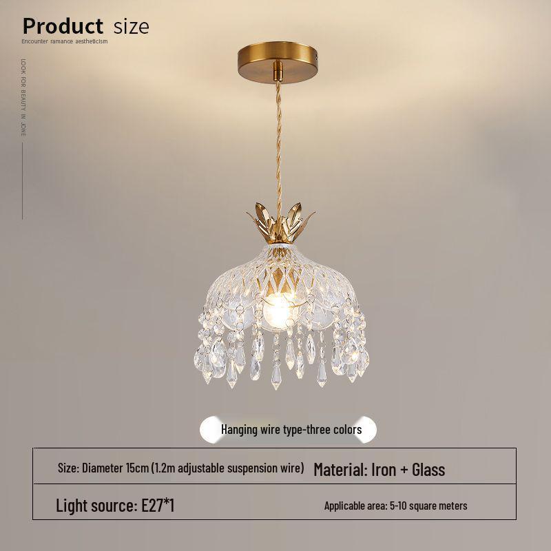 Vintage French Crystal Pendant Light for Entrance, Hallway, Balcony, Bedside, and Bar