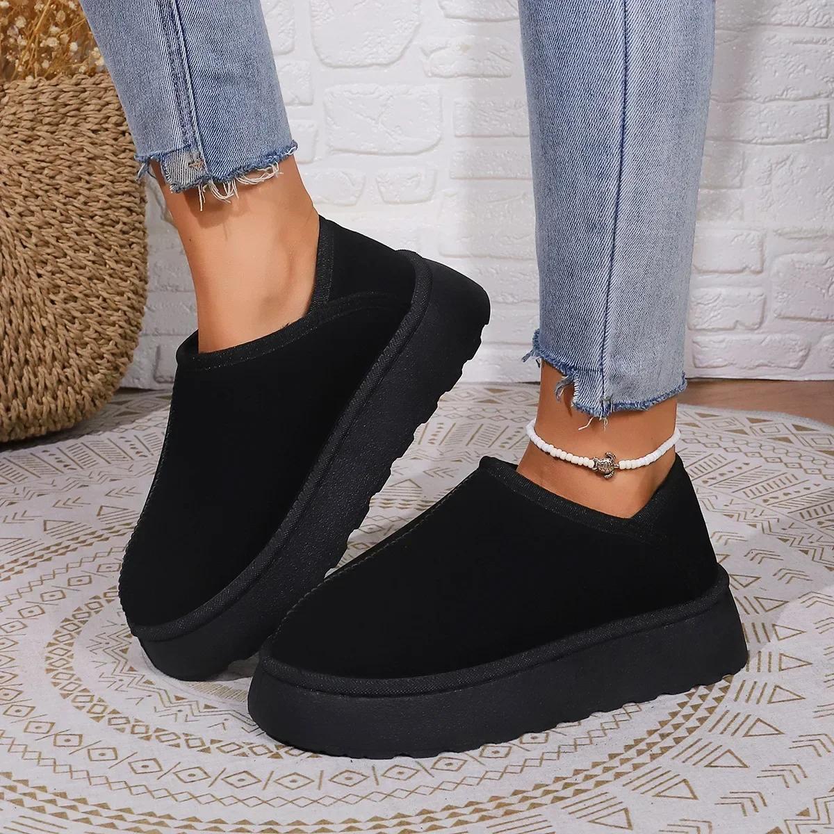 

Женские ретро замшевые кожаные теплые зимние ботинки зимние мягкие повседневные утолщенные противохолодные ботинки женские новые туфли из хлопка на платформе 2024 38 чёрный