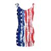 Women's Summer Sexy V-neck  Sleeveless Independence Day Printed Strapless Dress Beach Sun  Dress