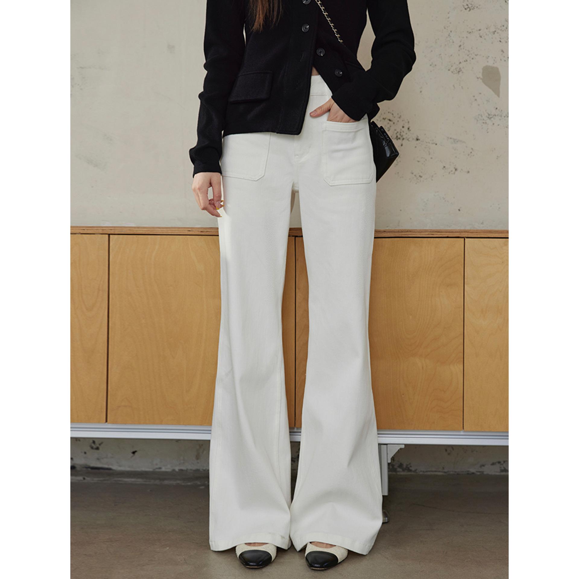 

Rongtai Retro Contrast Stitching Wide-Leg Patchwork Jeans with Double Pockets. L/28