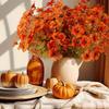 Sztuczne Jesienne Kwiaty Na Zewnątrz Odporne na UV Sztuczne Rośliny Faux Plastikowa Zieleń Halloween Ogród Ganek Patio Jesienny Wystrój Domu