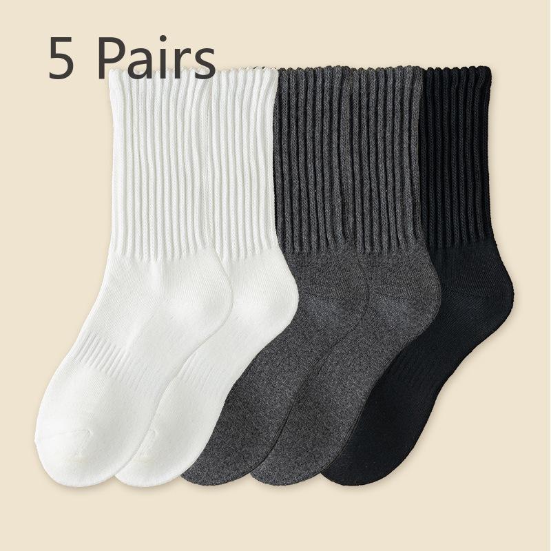 

5 Pairs of Female Autumn and Winter Thick Hair Ring Cold Resistant Pure Color Not To Keep Warm Feet Plus Long Tube Socks 5 Pairs