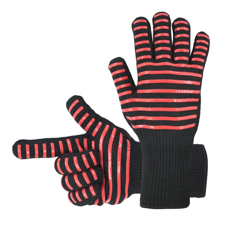 Thickened Aramid BBQ Gloves - 500°F Flame Retardant & Insulated, EN407 Certified, Customizable Anti-Scalding Protection