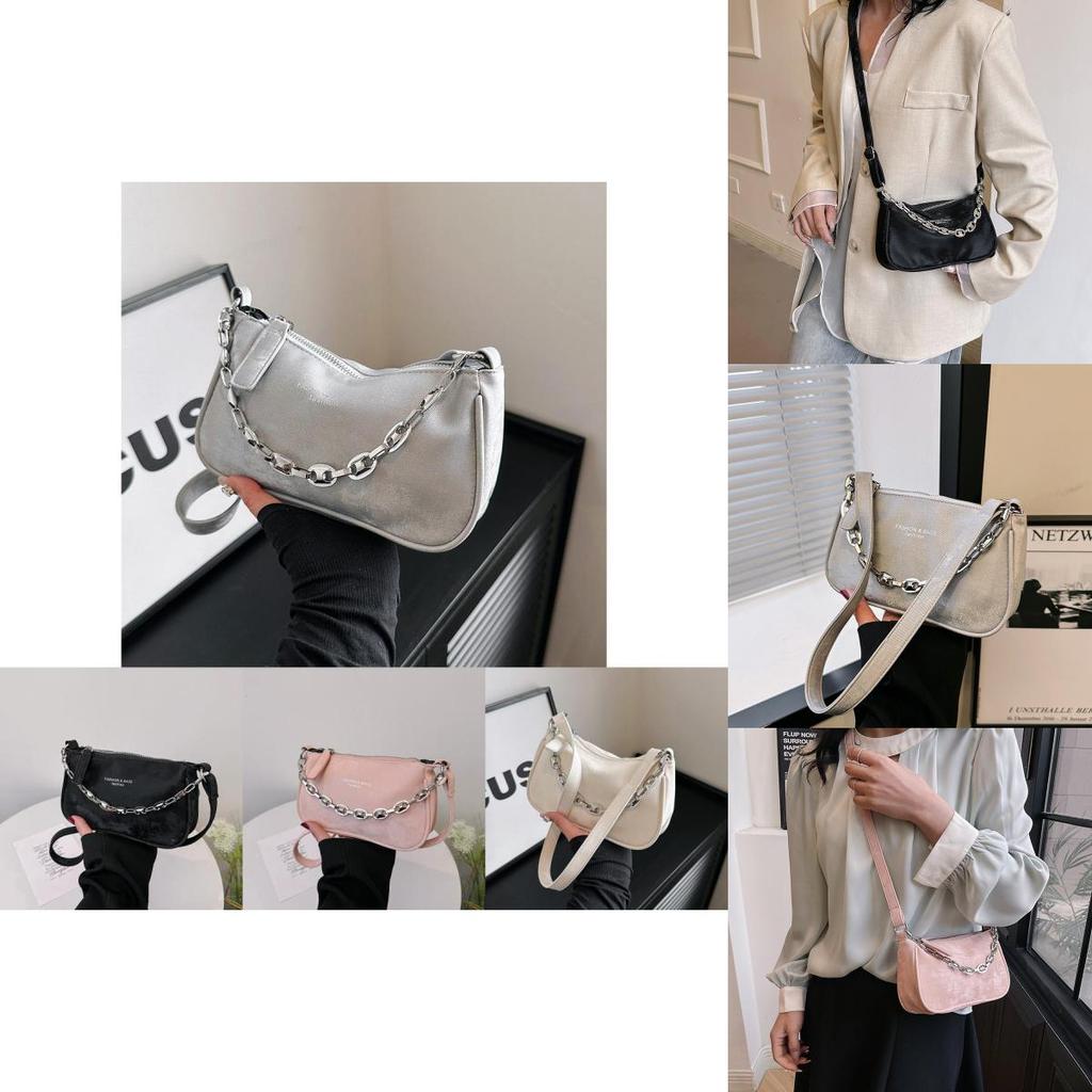 Trendy Spring 2024 Minimalist Pu Leather Shoulder Bag Fashionable Chain Crossbody Bag For Women