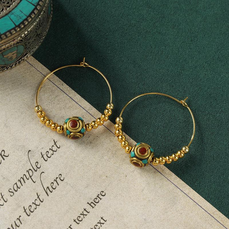 Niche Design Nepalese Earrings Xizang Style Retro Exotic Personality Earrings Women's Simple Earrings Earrings