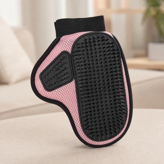 Pet Cleaning Gloves with Pet Grooming Gloves Wrist Strap Double-Sided Shedding Gloves