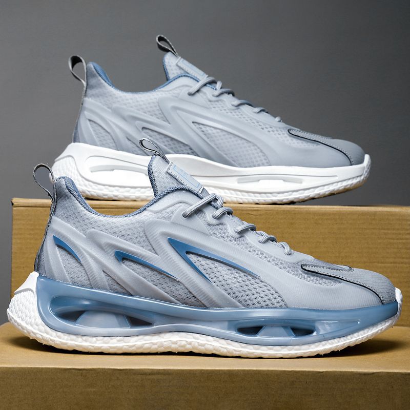 Men's Shoes Summer Breathable New Mesh Sports Running Shoes Air Cushion Shock Absorption Soft Sole Running Casual Dad Shoes