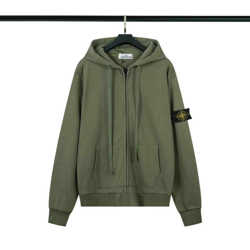 STON Basic Solid Color Compass Patch Fleece Hoodie Long Sleeve Pullover Sweatshirt for Men Women