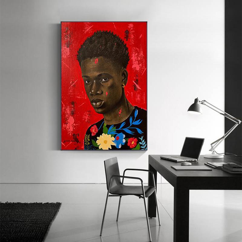 Schwarzer Mann Leinwand Malerei Afrikanische Kunst Porträt Graffiti Poster Drucken Abstrakte Figur Wand Bilder für Wohnzimmer Wohnkultur