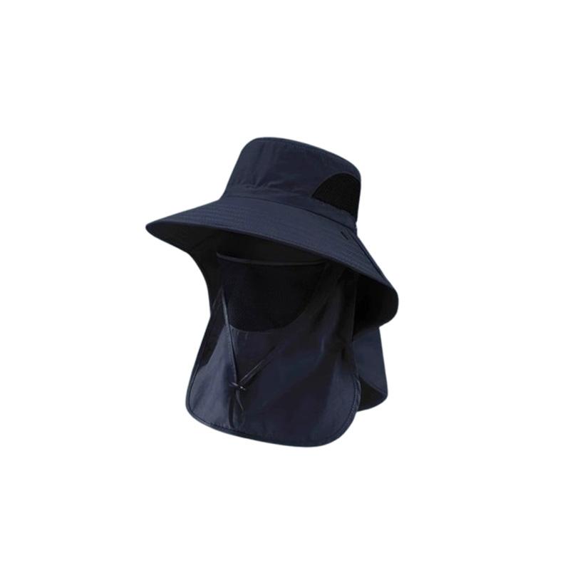 

Sun protection hat, outdoor fisherman s hat, detachable face mask, quick-drying hat, large brim hiking hat One Size