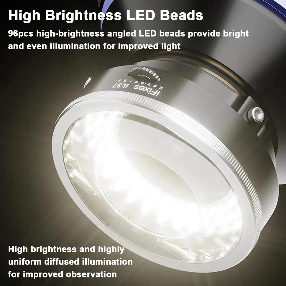 Upgraded iFixes IL37 Microscope Ring Light Polarized LED Lamp Anti Glare Adjustable Illuminator with Rotatable Analysis Aperture