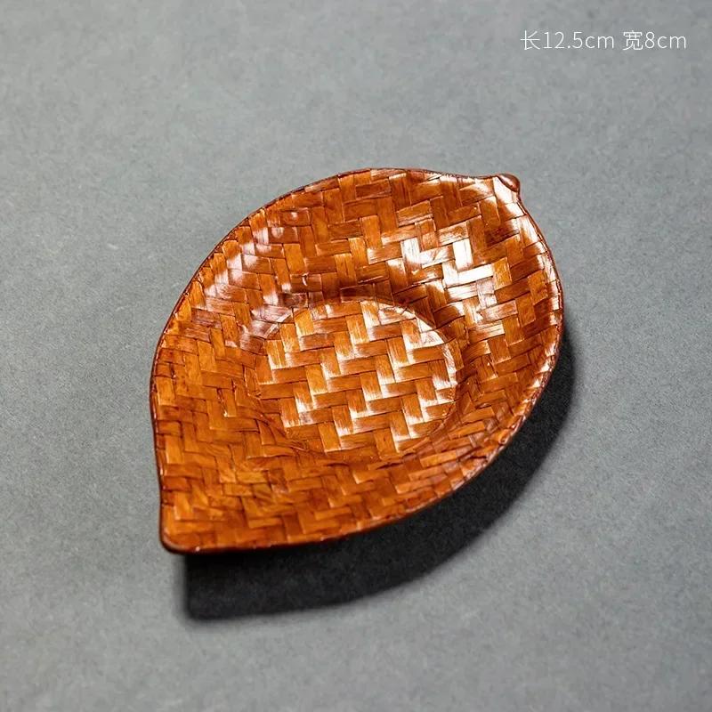 Handgeweven Theekoponderzetter Chinese Retro Bamboe Hittebestendig Kussen Creatief Mini Fruitbord Zen Theekop Rustplaats Theeservies Accessoire