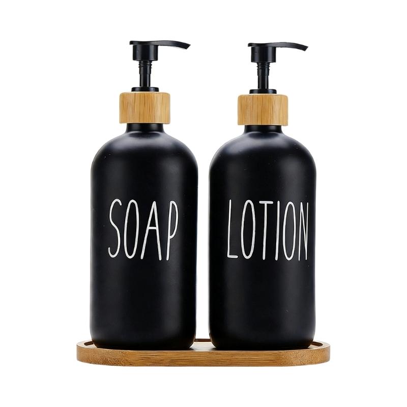 2 STuks 500ml Glazen Zeepdispenser Met Drukpomp Zeepdispenser Voor Reizen Of Huis Badkamer Aanrecht Accessoires