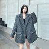 Women Bow Embroidery Tweed Suit Jacket Autumn Winter Thickened Shoulder Pad Wool Blazer Unique Design