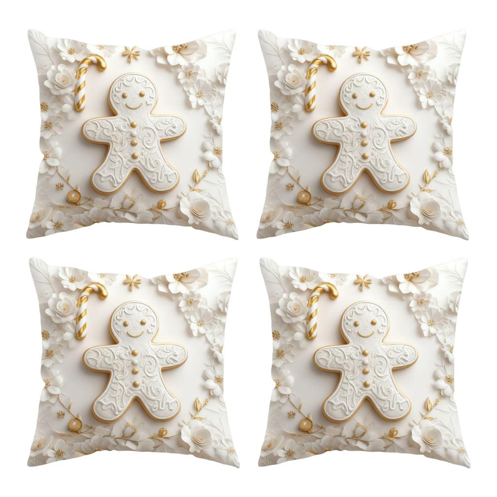 Świąteczna poszewka na poduszkę, Świąteczna dekoracja domu, Pokrowiec na poduszkę, Zestaw 4 sztuk