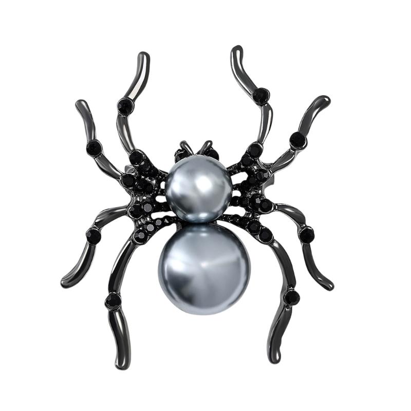 

Halloween Themed Animal Pin Brooch Featuring Pearls Accent and Rhinestones Ideal for Unisex Event Costume Wear чорний