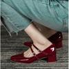 Modische Runde Zehenpartie Damen Mary Jane Schuhe Frühling Herbst High Heel Schuhe für Büro Dame Klassischer Komfort Straße Europäisch Stilvoll
