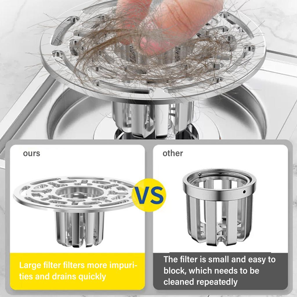 Self-Closing Floor Drain Antiodor Drainer Shower Strainer Cover AntiBlocking Round Floor Strainer Hair Catcher