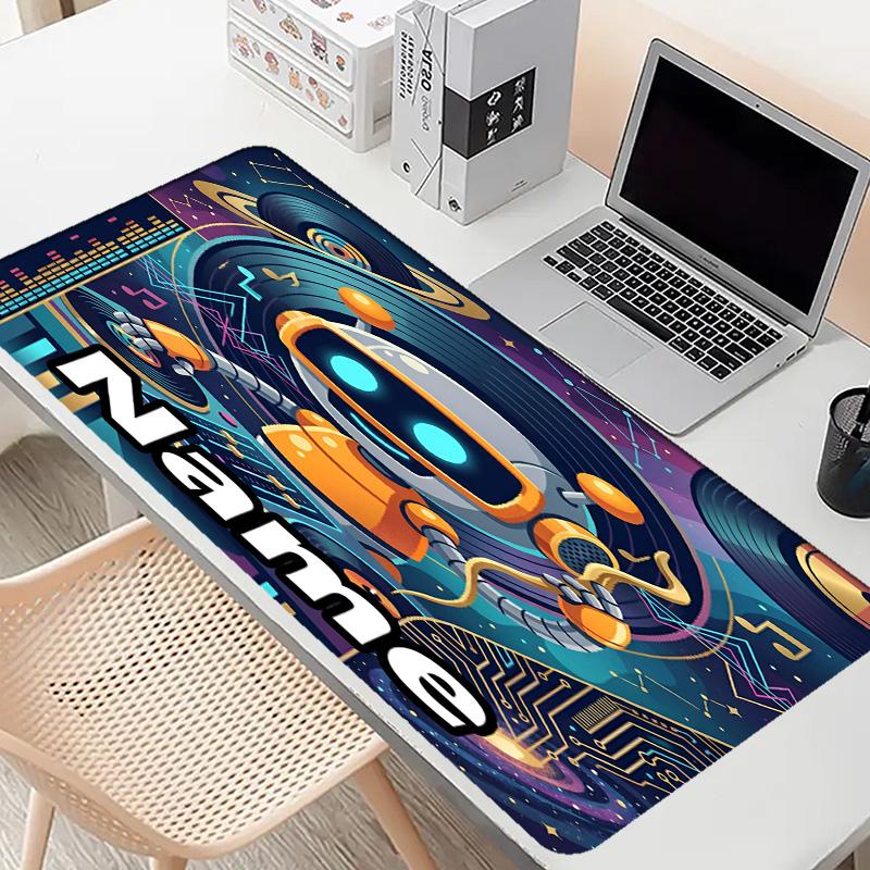 Custom Name Personalized Cosmic Bot Crew Pattern Mousepad, Laptop PC Desk Mat, Decorative Desk Mat for Home Keyboard Pad Gift